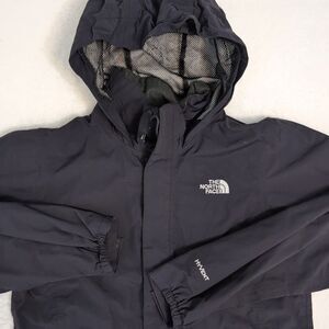 The North Face Girls Large Hyvent Resolve Rain Jacket Black Full Double Zip